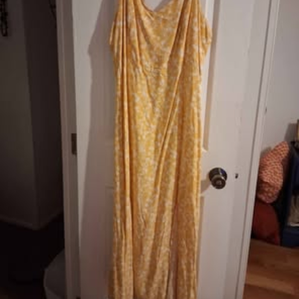 Elegant Yellow Floral Dress